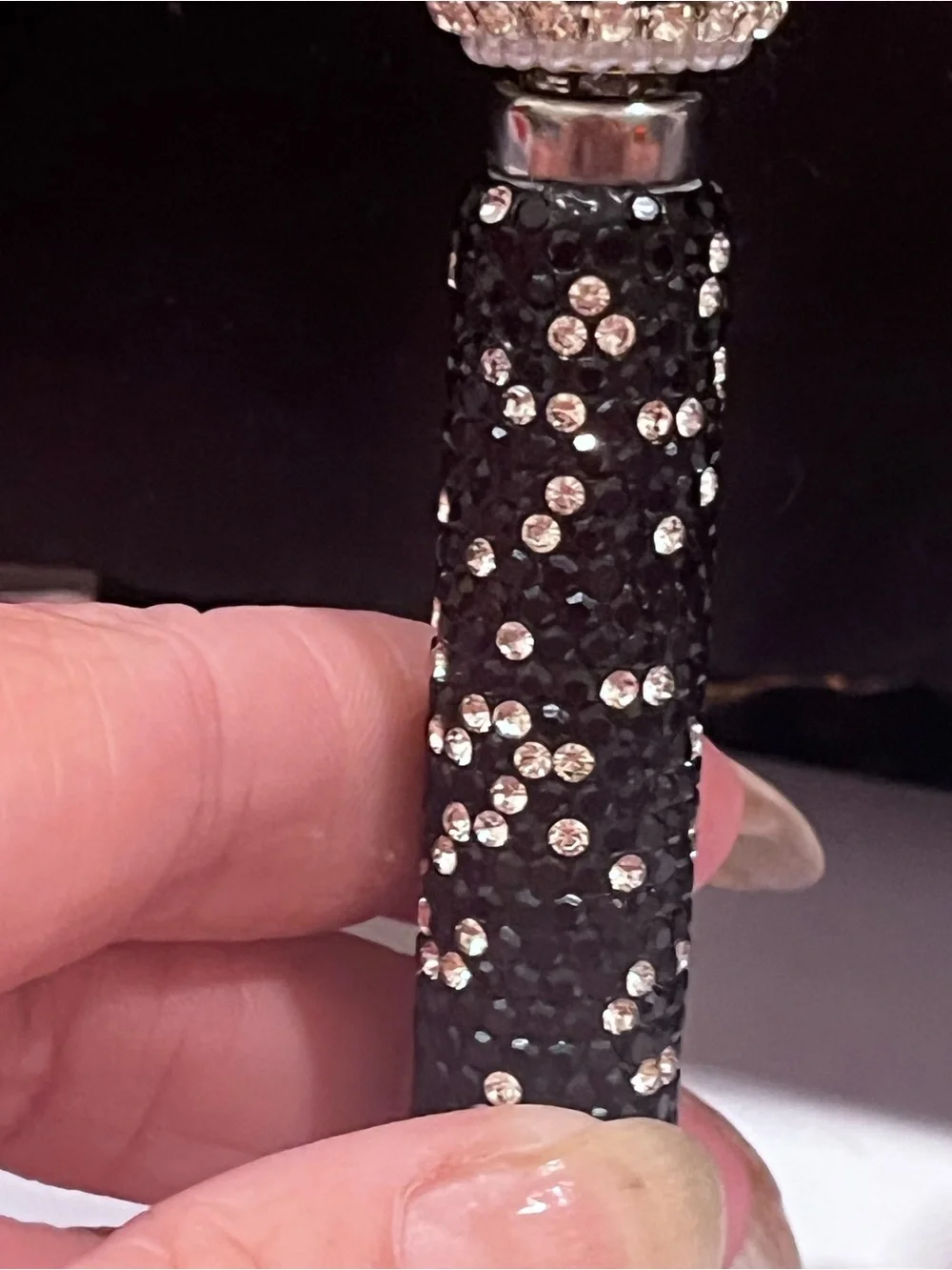 Designer inspired black and silver monogram focal fancy beaded pen